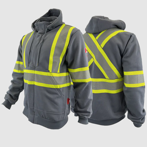 Atlas Zip-up FR/AR Winter Hoodies w/ Segmented 4” Stripes Grey 402GR