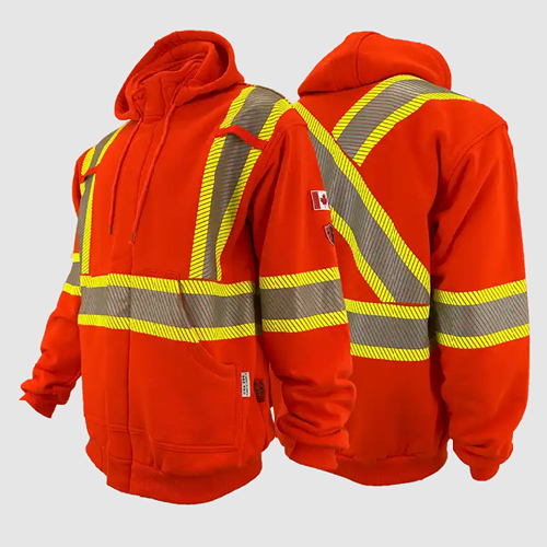 Atlas Zip-up FR/AR Winter Hoodies w/ Segmented 4” Stripes Orange 402OR