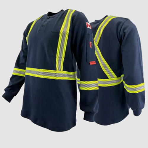 Atlas FR/AR Henley Shirts Navy 2" Striped 403STNB