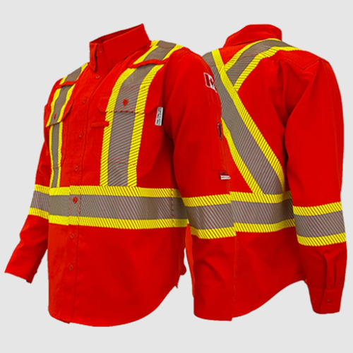 Atlas FR/AR Button Down Orange Work Shirt 4” Stripe 4044OR