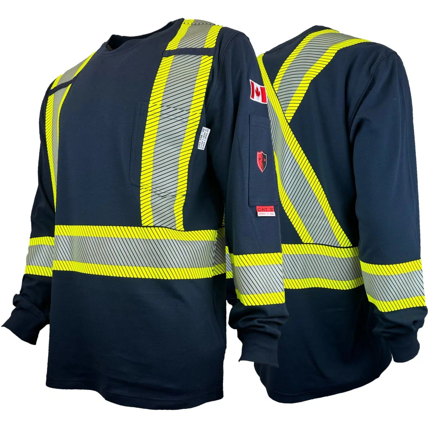 Atlas Guardian® FR/AR Navy 4" Stripe Long Sleeve T-Shirt 4074NB