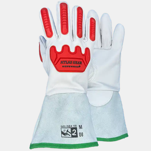 Atlas Gear Leather Gauntlet Impact Gloves RoperMax-804
