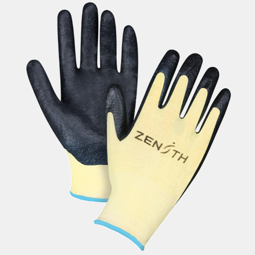Zenith Superior Grip Cut-Resistant Gloves, 13 Gauge, Foam Nitrile Coated, Aramid Shell, ANSI/ISEA 105 Level 3/EN 388 Level 5