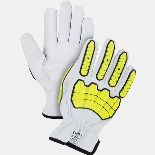 Impact & Cut Resistant Gloves, 2X-Large, Goatskin Palm, Driver Cuff