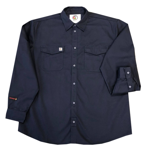 Long Sleeve Navy Fire Resistant Button Up - FR